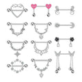 Gaby Fashion Heart-Shaped Zircon Stainless Steel Breast Piercing Jewelry Sexy Shorts Nipple Rings for Women Men