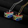 Manufacturer Enameled Stainless Steel South Africa Map Necklace 18K Gold Plated Enamel South Africa Flag Map Pendant Necklace