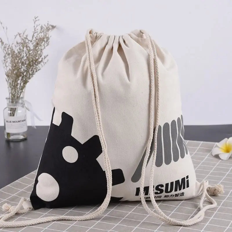 Hot Selling Cotton Backpack Drawstr Logo Canvas Drawstring Bag Packaging