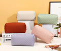 Wholesale New Design Waterproof Wash Bag PU Leather Cosmetic Bags Portable Travel Organizer Woven Makeup Bags