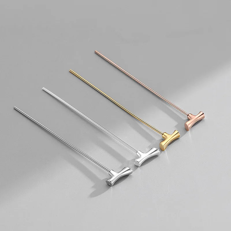 Big T-shaped Pin 925 Sterling Silver T-shaped Crutches Head Pin & Needles for Jewelry Making