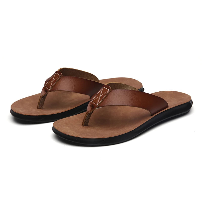 Personalized Anti-Slip Flip Flops Lightweight Beach Sandals with comfort Insole Hand Leather Fashion Flip Flop Breathable Insole