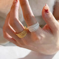 French Elegant Open Adjustable Finger Rings Girls Personalized Dainty Gold Silver Multilayer Lines Wrapped Braided Rings Women
