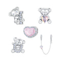 Factory Wholesale 925 Sterling Silver I love U Bear Charms Beads Heart Pendant for DIY Bracelets Fine Jewelry Gift