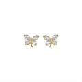 Fine Jewelry 925 Sterling Silver Fancy butterfly Shinny Zircon Summer Earrings Stud
