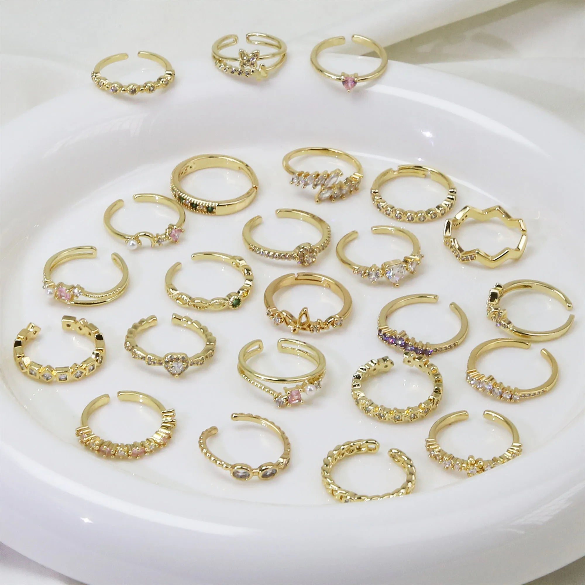 5pcs/set Gold Big butterfly Diamond Star Moon Rhinestone Fashion Rings Set for Women