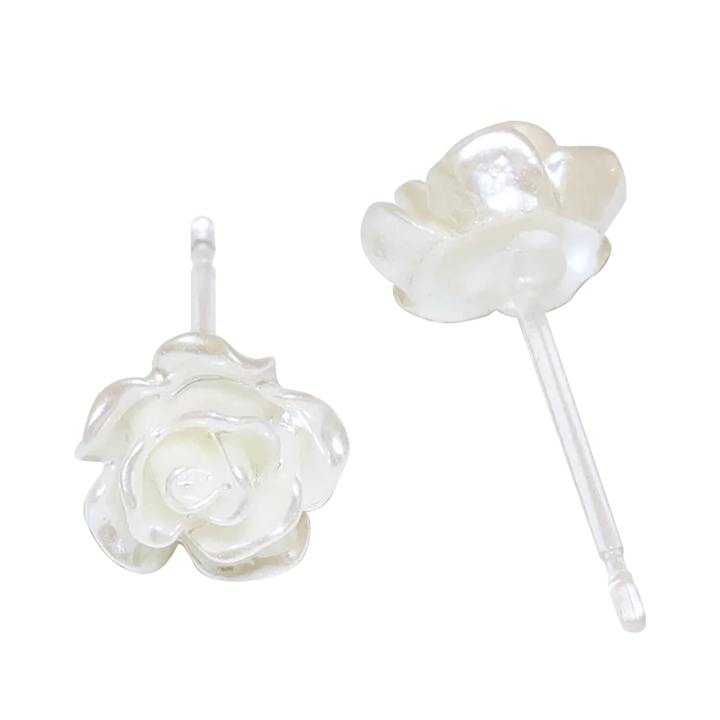 Wholesale Korean Fashion Jewelry Earrings Resin Material Romantic Rose Flower Stud Female Earrings
