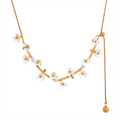 JINYOU 2206 Adjustable Length Exquisite Stainless Steel Sweet Flowers Necklace 2025 Women Chic Elegant Stylish Jewelry Gift