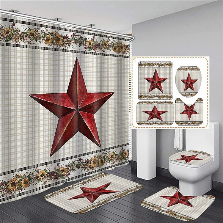 USA Football Player Shower Curtain Bath Mat Toilet Cover Rug Bathroom Decor Greenbay  Kansas City Chiefs Bathroom Set/