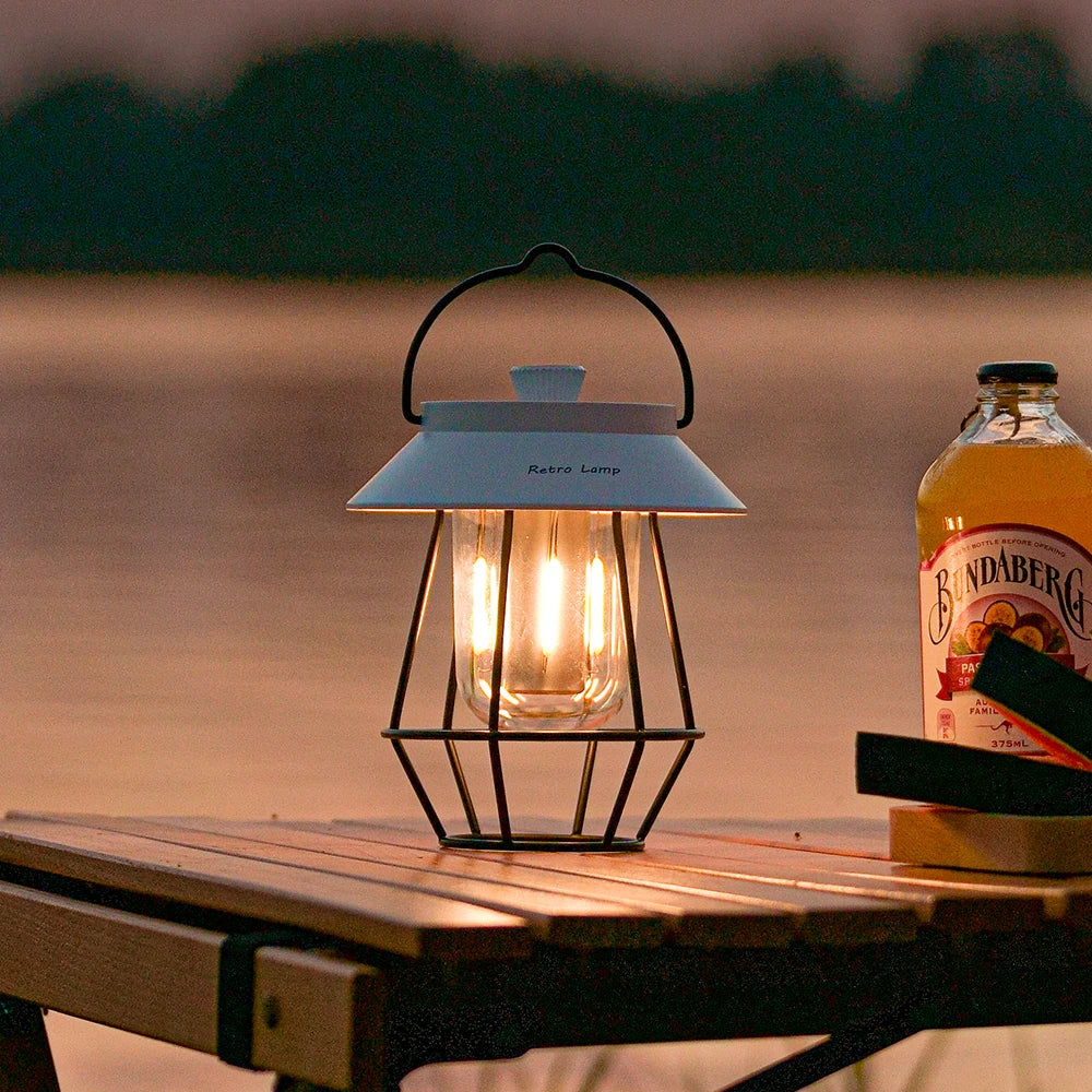 Newest Outdoor Retro Camping Light 5000mAh Rechargeable Portable Camping Tent Lamp SOS signal light with Power Bank Function