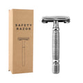 Double Edge Safety Razor Butterfly Open Twist to Open Metal Handle Shaving Razor