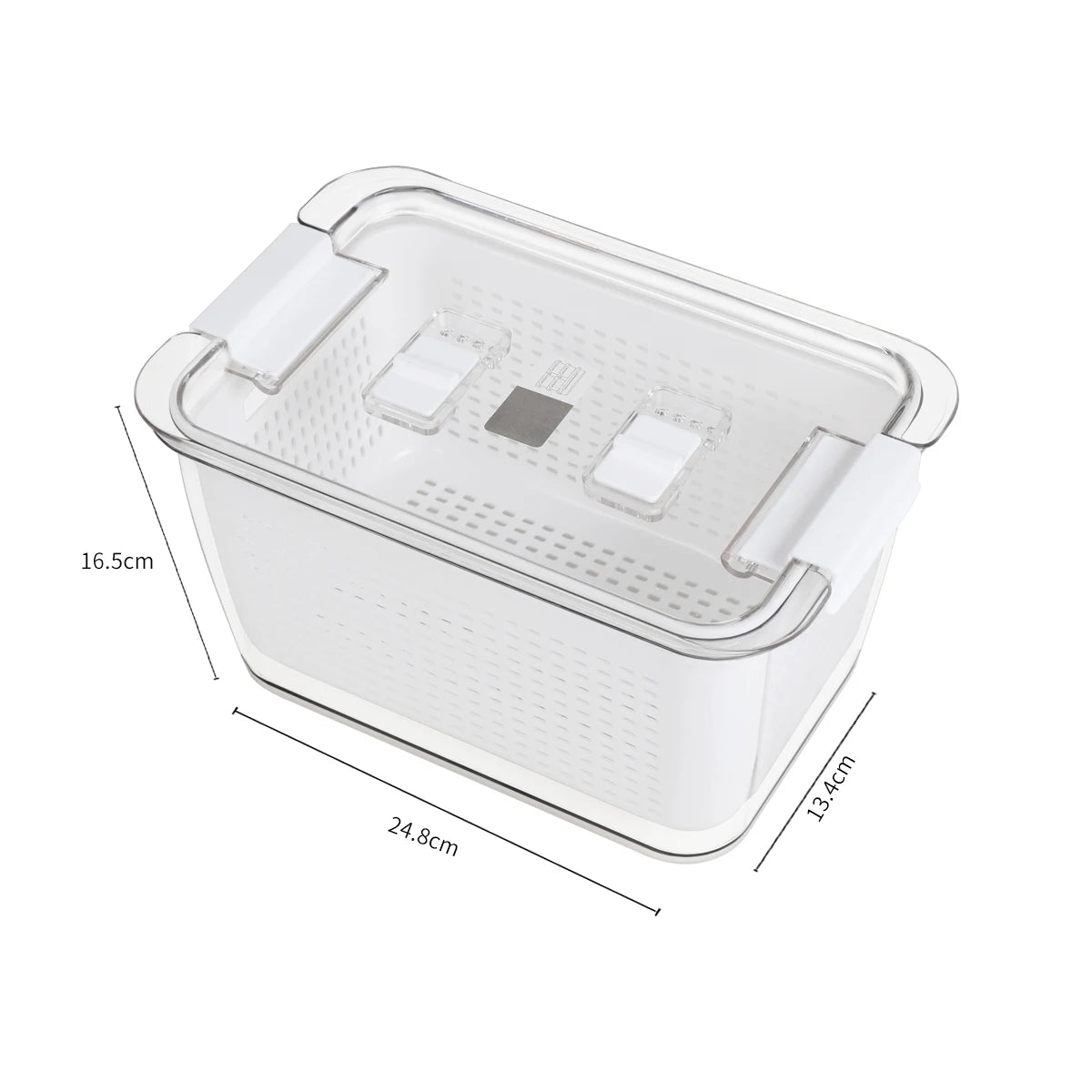 2-Compartments Drain Tray Fridge Organizer with Lids Keep Food Fresh