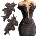 WDP-296 Luxury Crystal Rhinestone Applique Rainbow-Color Bodice Sash in Dark Gray for Wedding Dresses & Bags Sewing