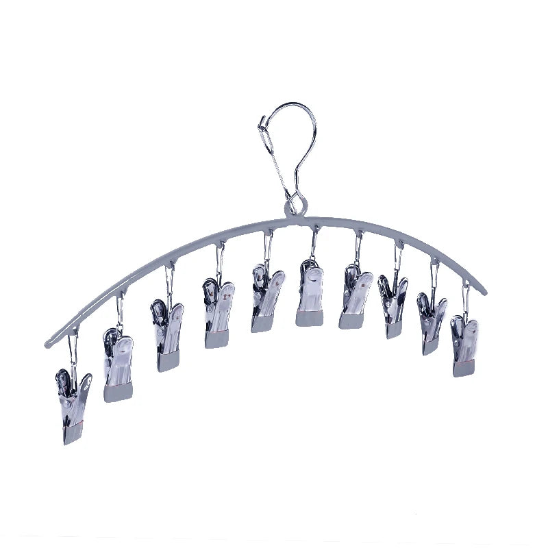 2023 New Semicircle Stainless Steel Hanger Stand Underwear Storage Hanger With Clip Socks Organizer  Hangers for Pants