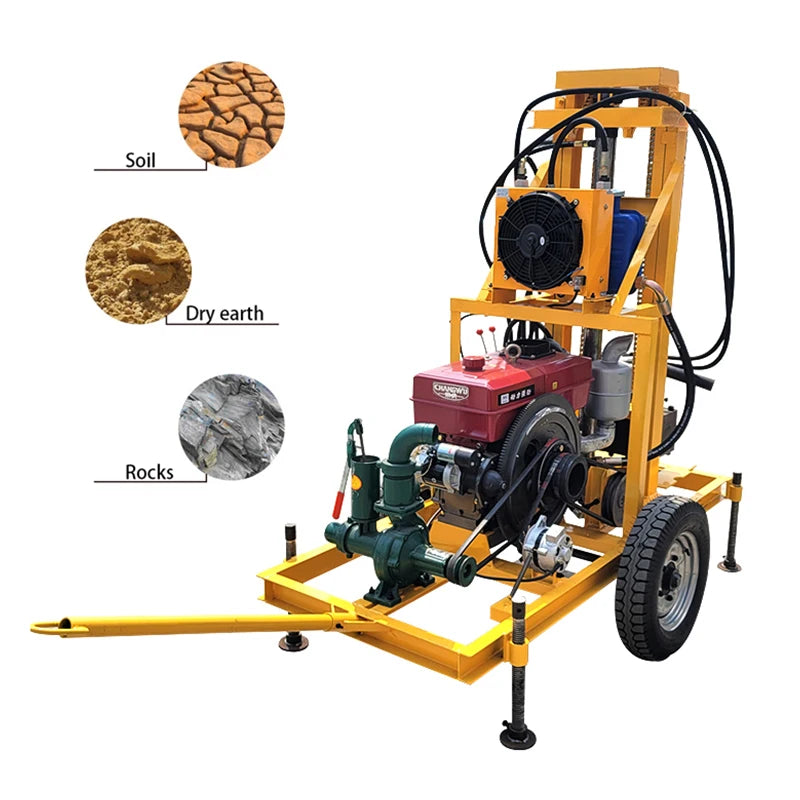 New Condition Portable 200m Borehole Drilling Rig Diesel Engine 22HP Power Automatic 300m Core Water Well Drilling Machine