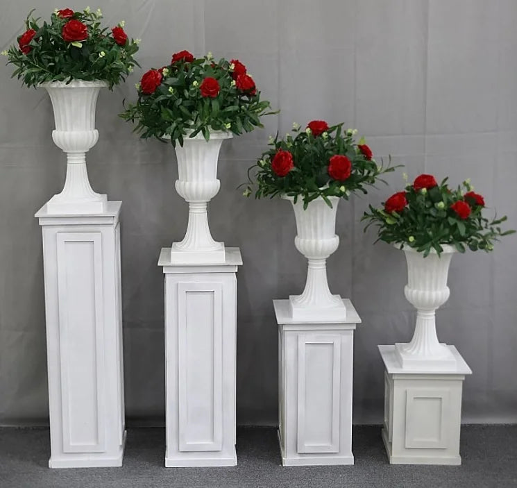 Hot Sale White PVC Roman Column Road Lead Flower Stand for Wedding Events European SPS Romantic Carton Decorations