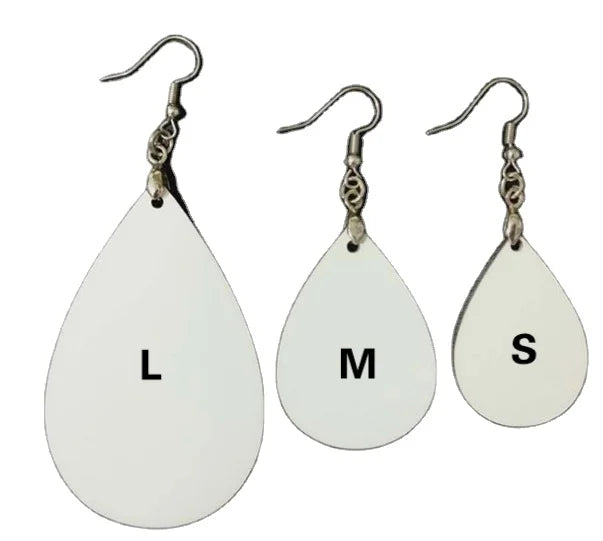 Wholesale Double Sided Customized Heat Press Sublimation Teardrop Wooden Mdf Women Blank Earrings