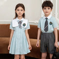Summer British Style Primary School Uniform Set for Children 100% Cotton Anti-pilling Customizable