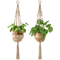 Dropshiping 2 Pack Macrame Plant Hangers Indoor Hanging Planter Basket Decorative Flower Pot Holder Jute Rope for  Home Decor