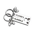 Funny Game Player 1 Player 2 Matching Keychain for Gamer Boyfriend Couple Keyring for Valentine Birthday Anniversary Gift