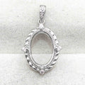 Sterling Silver 10*14mm Semi Mount Pendant Empty Frame Blank Support Setting S925 Base Holder Without Center Stone for DIY Inlay