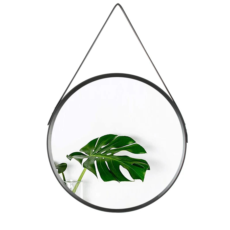 Jinn Home Modern round Decorative Wall Hanging Mirror Black Glass with Stylish Design