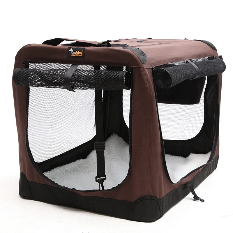 New Pet Dog Backpack Folding Kennel Stainless Steel Oxford Zipper Solid Eco-Friendly Four Seasons Universal Dog Bed Wholesale