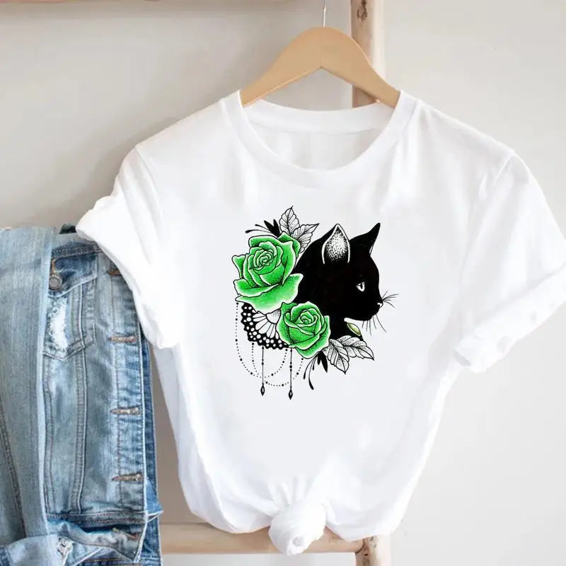 Cheapest Price Breathable Fashion Custom Printed Short Sleeve Casual Cute Women O-Neck T Shirts
