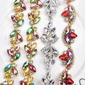Handmade Siam AB Marquise Rhinestone Flower Claw Chain Crystal Trim Drop for Christmas Tree Wedding Clothes Decoration