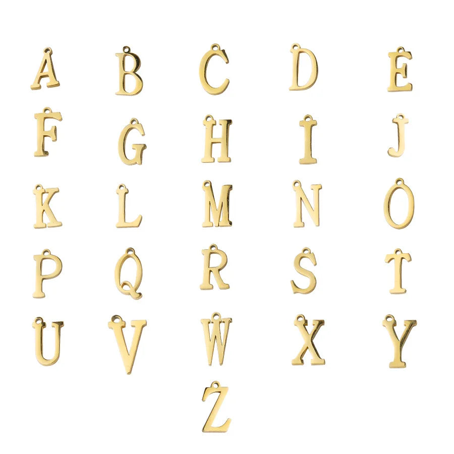 Mirror Stainless Steel 26 English Letter Double Hole Pendant DIY Simple and Stylish Customizable Pendant Accessories