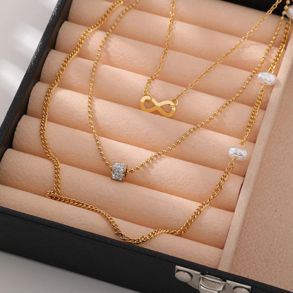 Personalized Valentine's Necklace Custom Pearl Beaded Necklace Gold Plated Tarnish Free Stainless Steel Pendant Charm Necklace