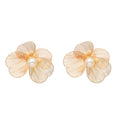 Flower Women Stud Earrings Baroque Elegant Pearl Flower Alloy Hollow Girls Earrings