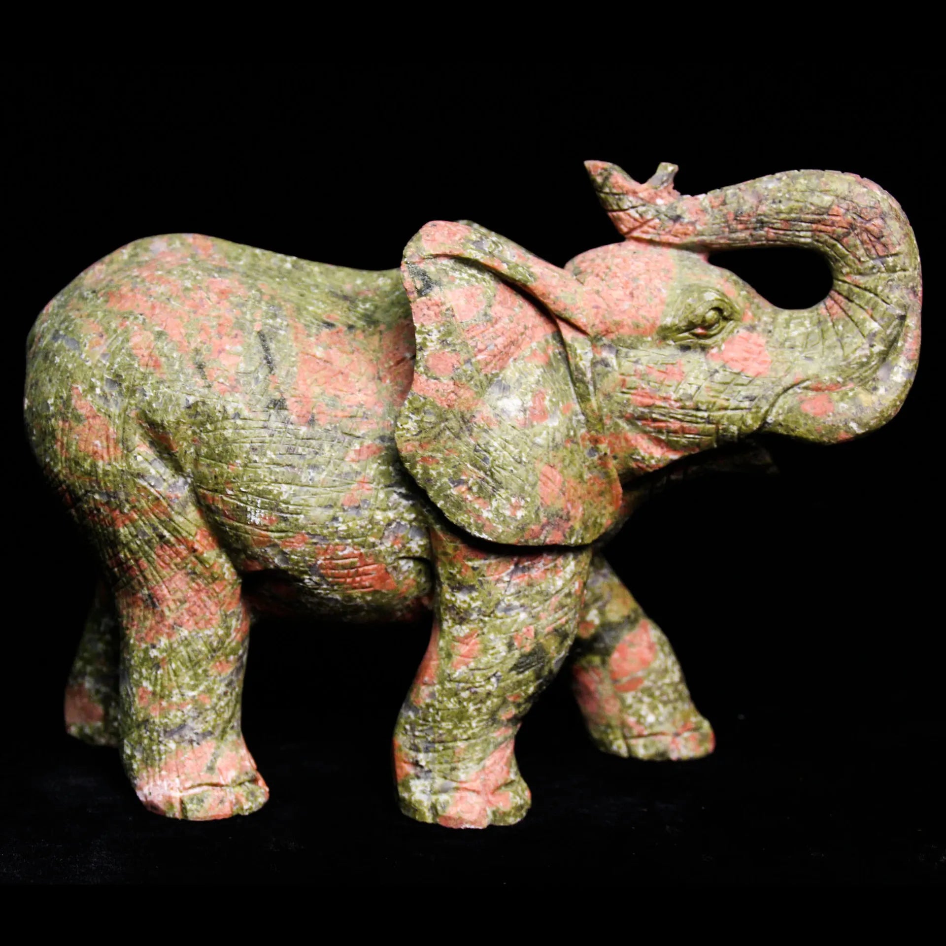 Huiying New 217*153mm Gemstone Animals Carving elephant for Gift Sculpture Unakite Crafts