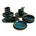 Green Color Glazed Unique Ceramic Tableware Fine Stoneware Dinner Set 26pcs Royal Ceramic Dinnerware Sets
