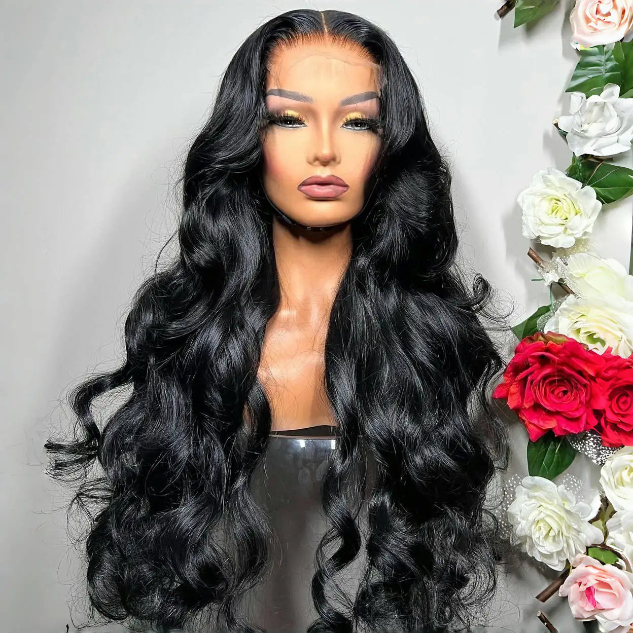 13*6 HD Lace Frontal Wigs for Women 5*5 Lace Closure 100% Human Hair Natural Black Glueless Wig 180 Density Loose Wave