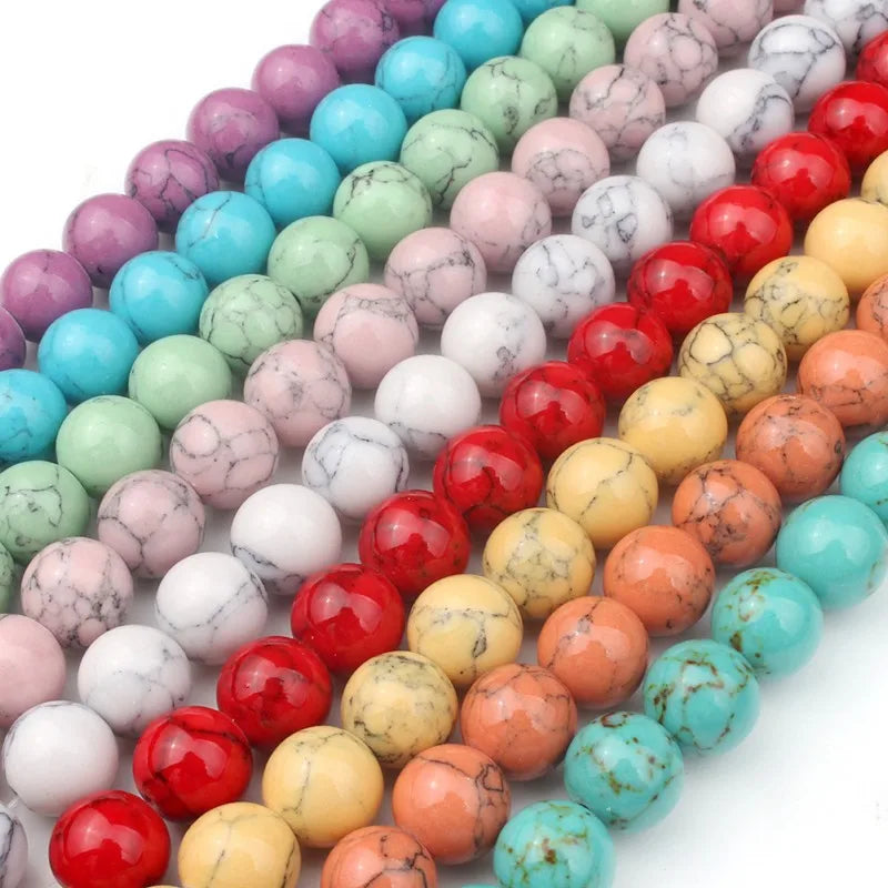 Wholesale 4/6/8/10/12MM Round Synthetic Turquoise Semi Gemstone Loose Beads for Jewelry Making DIY