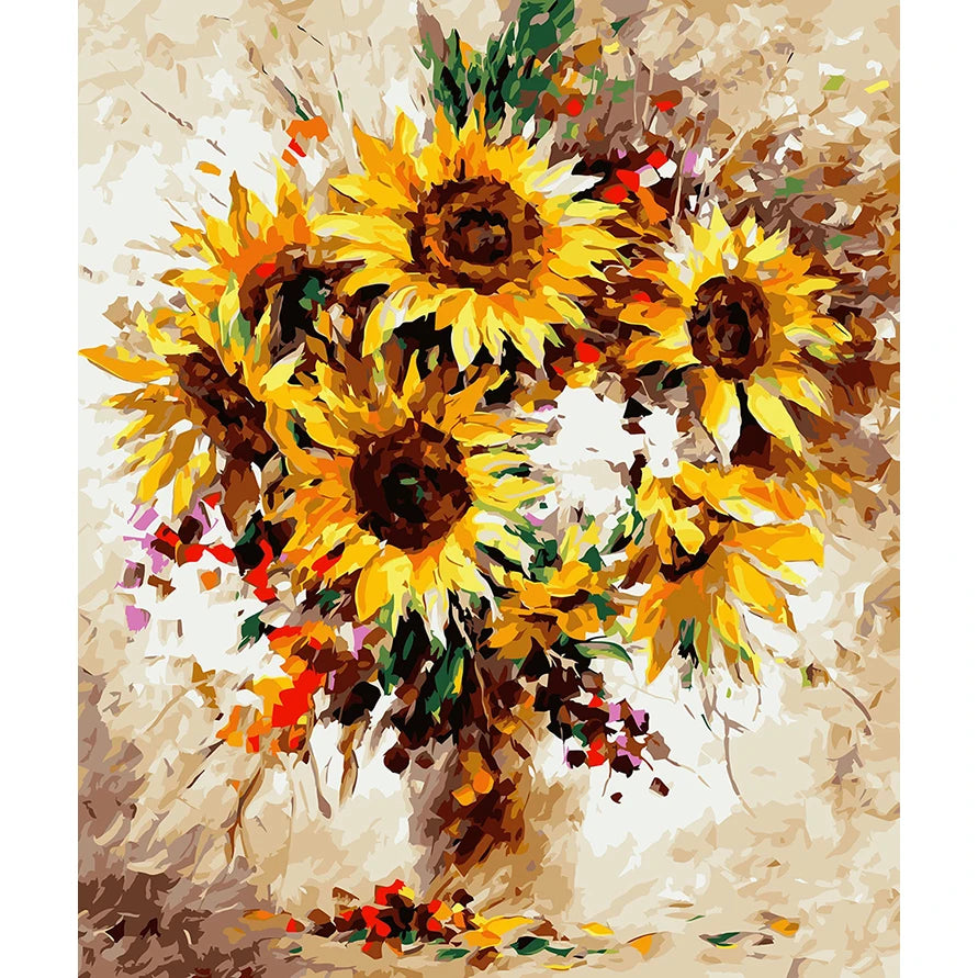 Flowers Picture Oil Painting by Numbers Flower Paint by Numbers for Adults Yellow Hand Paint Kits Canvas Art Home Decor
