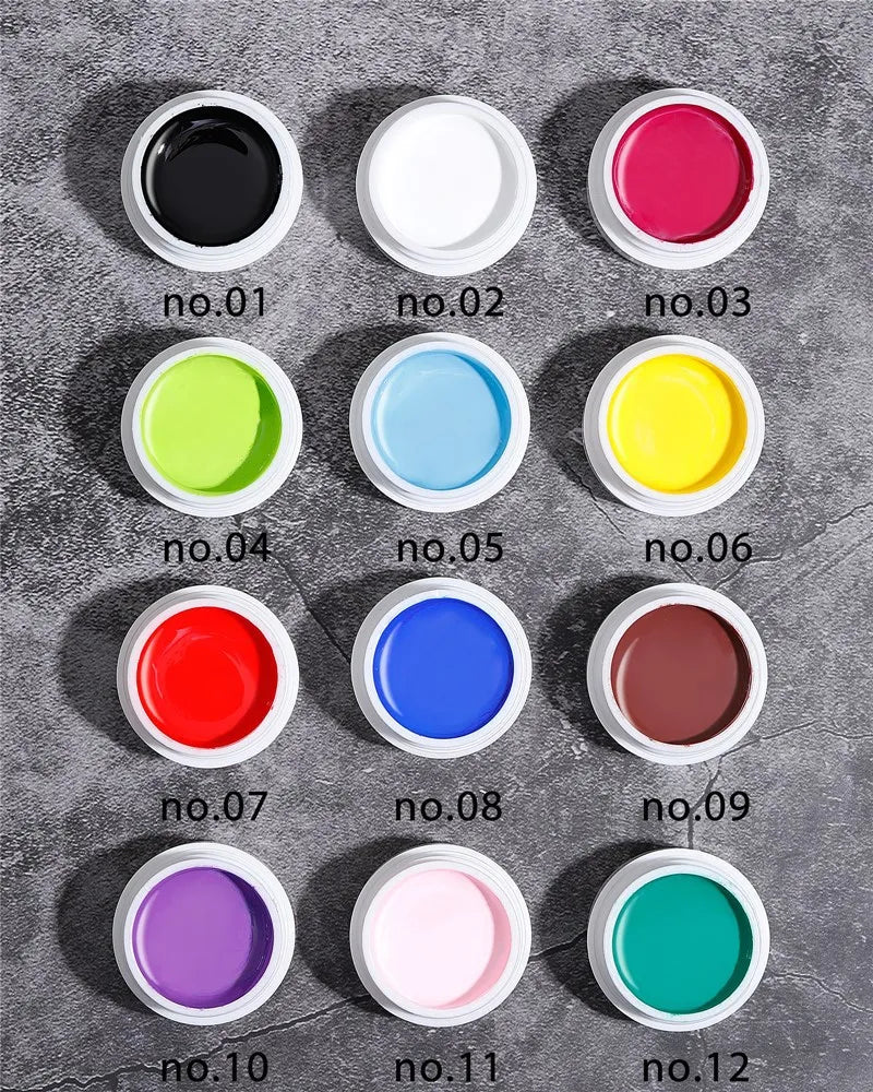12 Colors Set Nail Gel Polish Nail Art DIY Drawing UV Gel Nice Price 8ml Bottle High Quality Wholesale Professional