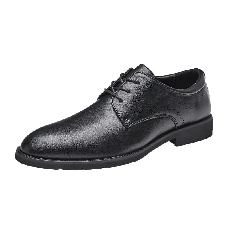 Men's New Soft Leather Oxford Shoes Comfortable Trendy Business Casual with Pointed Toe for Weddings