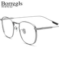 Borregls Pure Titanium Glasses Frame Men Retro Vintage Square Optical Eyeglasses Women Lightweight High Quality Eyewear 18517