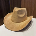 New Men Women Suede Cowboy Hat Vintage Minimalist Jazz Hat Traveling Gentleman Wide Suede Cowboy Hat
