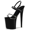Black Platform Thick Bottom Thin Heel 20 cm T-stage Model Show Pole Dance Club Sandals Transvestite High-heeled Sandals