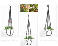 Hot Sale Boho Black Macrame Plant Hanger Hanging Basket with Wood Beads and Tassels for Garden Home Decor
