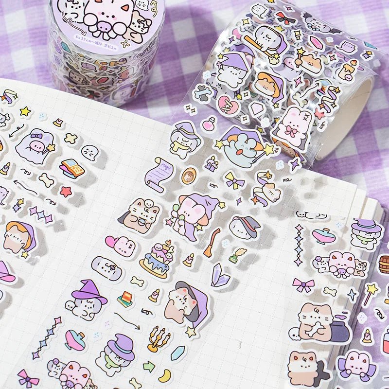 1Roll Die-cutting Tape Cure Cute Pet Series Cute Little Nose Karma Hundred Patterns Handbook Collage