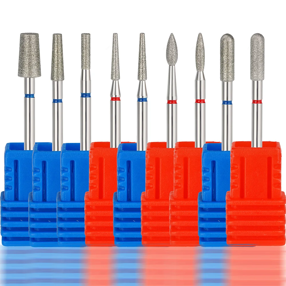 Cylindrical Diamond Nail Drill Bits Cuticle Clean Drill Bit for Nail Skin Treatment Diamond Burs Callus Manicure Care Nail Drill