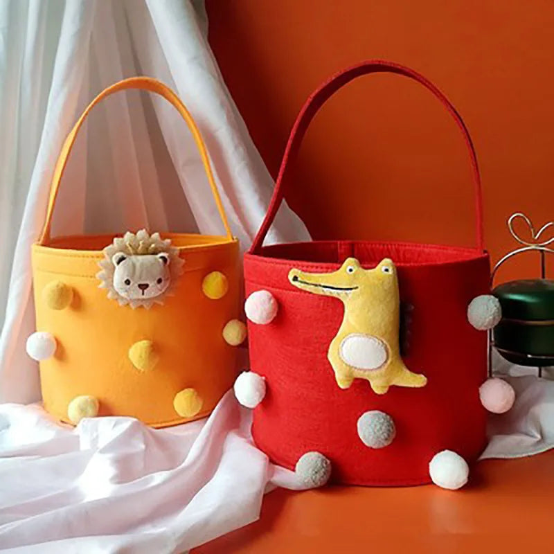 Felt Women Designer Bucket Handbag Cute Cartoon Clutch Handbag Mini Tote Bag