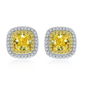 New Fashion S925 Silver 18K White Gold Plated Square 6*6mm Cubic Zirconia Stud Earrings for Women