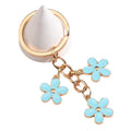 Fashion Key Chain Women Girls Promotion Gift Colorful Enamel 3 Piece Charm Flower Keychain for Bags