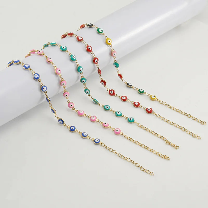 BM Hypoallergenic Waterproof Stainless Steel Eye Bracelet Colorful Enamel Fashion Bangle