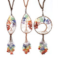 New Pendulum Pendant 7chakra Healing Energy Natural Crystal Stone Tree of Life Wire Wrapped Gemstone Pendant Crystal Chandelier